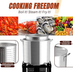 80QT Crawfish Boiler Kit, Waterproof Cover & 18-inch Skimmer, 110,000BTU Propane Burner Stove, 0-20PSIG Regulator, Aluminum Seafood Boil Pot, Crab Boil Pot with Basket