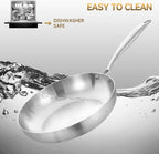 LOLYKITCH 8.5-10 Inch Tri-ply Stainless Steel Frying Pan Set,Skillets,Induction Chef's Pan,Heavy Duty,Dishwasher and Oven Safe,Riveted Handle