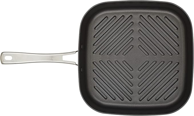Rachael Ray Cook + Create Hard Anodized Nonstick Deep Grill Pan/Griddle, 11 Inch - Black