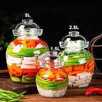 Glass Jar with Lid Pickle Jar, 1.5L Wide Mouth Fermentation Jar Crock for Pickles Kimchi, Sauerkraut, Kombuch Vegetables Paocai Jar Pot, Thickning