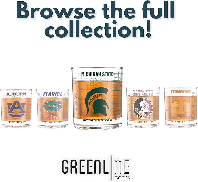 Greenline Goods – University of Chicago Maroons College Whiskey Glasses (Set of 2), 10 oz – Full-Color Logo + Campus Map