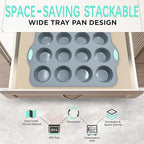 To encounter Small Silicone Muffin Pan, 2 Pack 12-Cup, Nonstick Baking Cups, Cupcake Pan with Metal Reinforced Frame More Strength