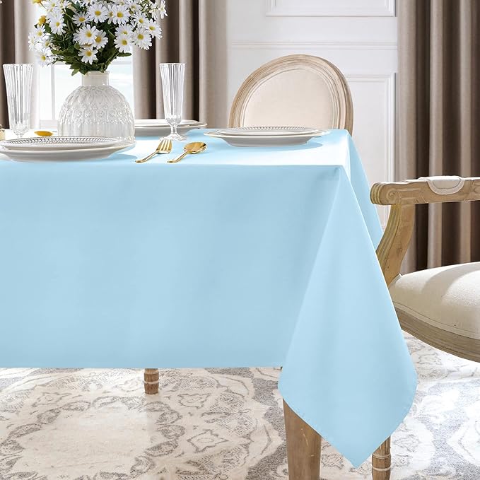 Softalker Rectangle Tablecloth, Waterproof & Stain Resistant Table Cloths Wrinkle Free Fabric Washable 210GSM Polyester Table Cover for Spring/Party/Outdoor - 60 x 84 inch,Baby Blue