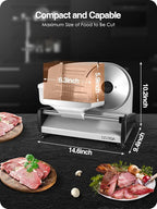 OSTBA Meat Slicer Electric Deli Food Slicer with Child Lock Protection, Removable 7.5’’ Stainless Steel Blade and Food Carriage, Adjustable Thickness Food Slicer Machine for Meat, Cheese, Bread(150W)