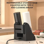 Electric Salt and Pepper Grinder Set – Automatic One-Handed Operation, Rechargeable ABS Mills, LED Light, 5-Level Adjustable Coarseness, Large 95ml Capacity and Charging Base