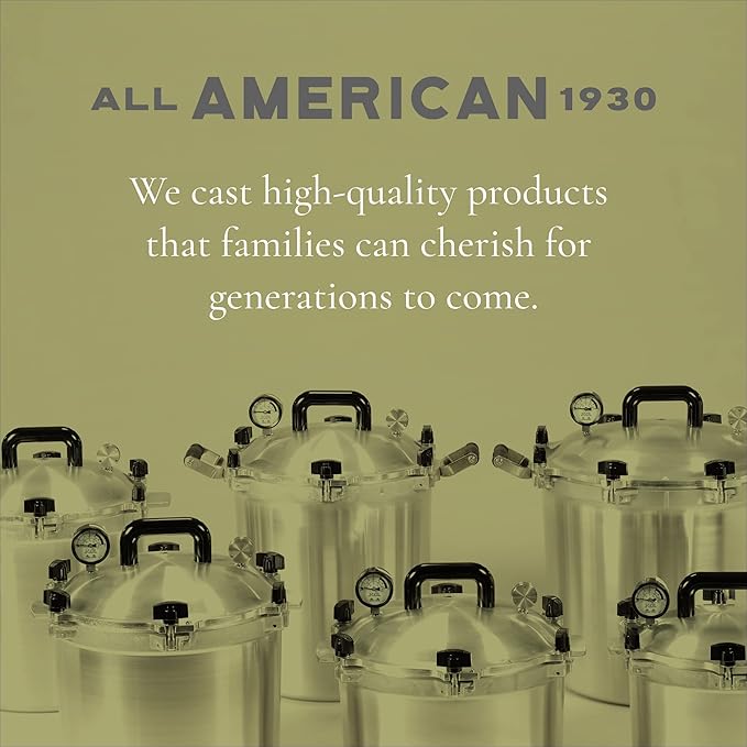 All American 1930-21.5qt Pressure Cooker/Canner (The 921), Kelp - Exclusive Metal-to-Metal Sealing System - Suitable for Gas, Electric, or Flat Top Stoves - Made in the USA