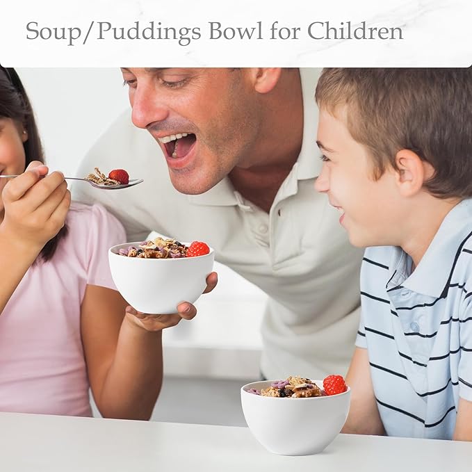 NUTRIUPS 10oz Ice Cream Bowl, 4.3in Small Ceramic Bowls for Dessert Snack Rice Side Dishes, White Dip Bowl, Set of 8