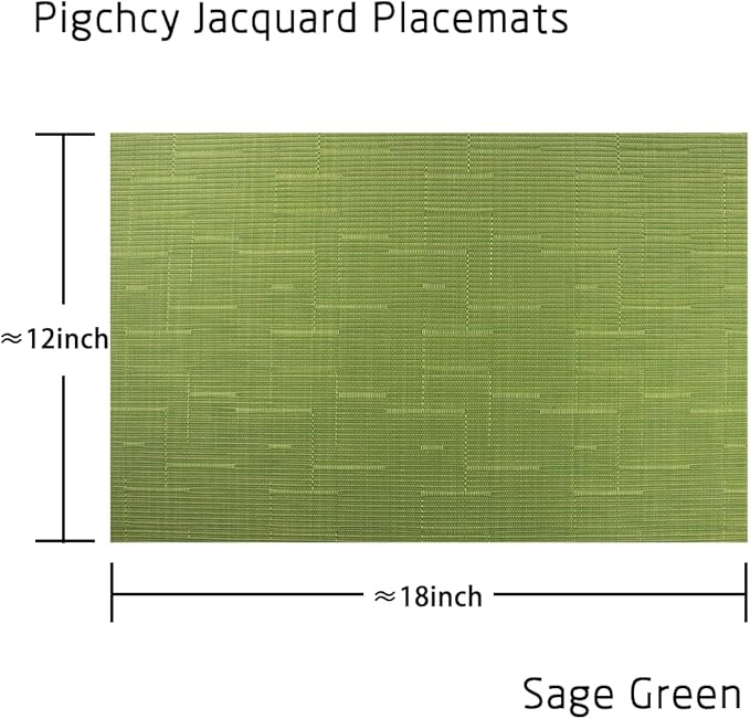PIGCHCY Placemats Set of 8 Washable Durable Place Mats Vinyl Heat Resistant Non-Slip Table Mats Indoor Outdoor (Sage Green)