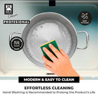 BRA COOKWARE Profesional Sauté Pan w/Glass Lid | 10.2 inches - 3.2 quarts Professional Deep Pan | Stainless Steel Sauté Pan | All Stovetop Compatible | 100% PFOA Free | Brushed Finish