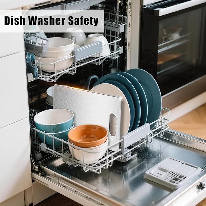 Titanium Cutting Board,100% Pure Titanium Cutting Boards for Kitchen, Double-sided Food Grade Cutting Boards Non Toxic, Chopping Board Dishwasher Safe for Cutting Meat Vegetable Fruit(18L*12W)