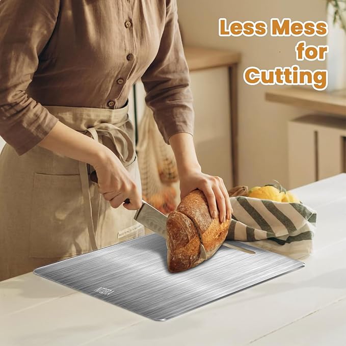 New Stainless Steel Cutting Boards -Titanium Cutting Board for kitchen,Double-Sided Food Grade Non Toxic Cutting Board,Chopping Boards Necessities for Home Outdoor Camping Meal Prep,Easy to Clean(XL)