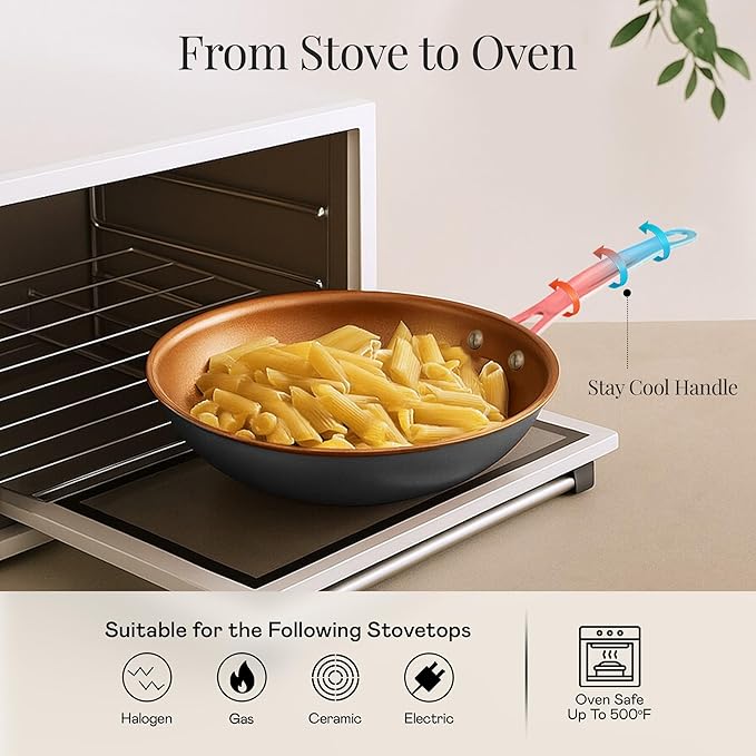 Gotham Steel 15 Pc Ceramic Cookware Set, Ceramic Pots and Pans Set Non Stick with Cooking Utensils and Steamer, Non Toxic PFOA PFOS Free, Premium Stay Cool Handles, Oven & Dishwasher Safe