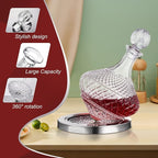 spinning wine decanter with stopper, 50 oz red wine decanter crystal and gift box, for wedding gift, birthday, helovers'day, christmas day.