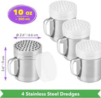 CUSINIUM 10oz Metal Parmesan Cheese Shakers with Large Holes - With Handle - Chili Flakes Dispensers - Pizza Shakers - Pack of 4 | Style: Coarse