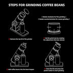 Electric Burr Coffee Grinder - Stepless Adjustment Electric Espresso Grinder with CNC Stainless Steel Conical Burr and Magnetic Lid & Dosing Cup (Black)
