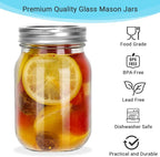 16 oz Glass Mason Jars, 15 Pack Regular Mouth Glass Canning Jars with Silver Aluminum Lids and Bands, Airtight Jam Jars for Food Storage, Pickling, Fermenting, Honey, Jelly, DIY Candles Decor