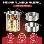 30QT & 10QT Outdoor Fryer | Turkey Fryer | Seafood Boil Pot | Cover & Skimmer Included | 50,000BTU Propane Burner | Aluminum Deep Fryer Pot with Basket | Crab, Seafood & Crawfish Boiler