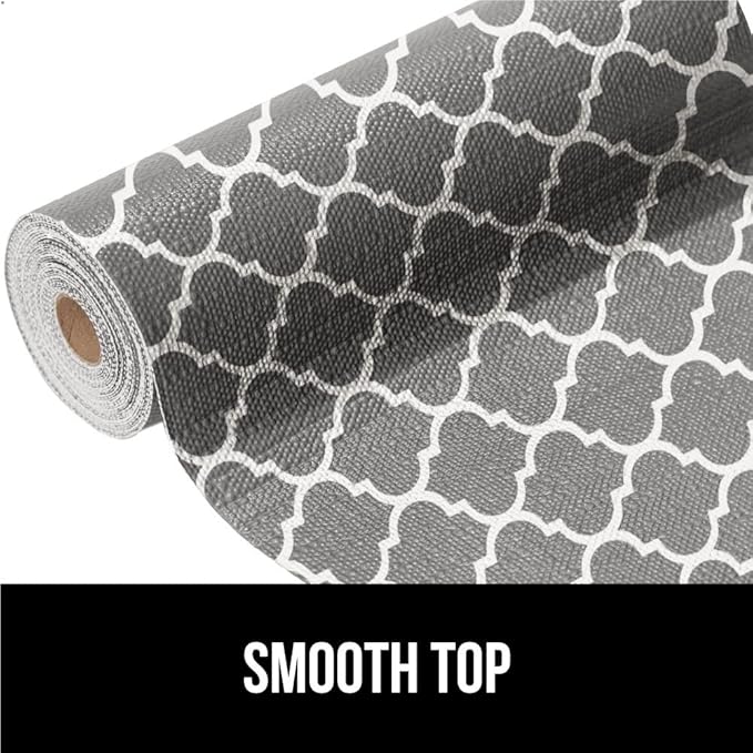 GORILLA GRIP Slip Resistant Drawer and Shelf Liner 2 Pack, Non Adhesive Water Resistant, Easy Clean and Trim, Smooth Surface Liners for Kitchen Cabinet Shelves Drawers Pantry 12 IN x 20 FT, White Gray