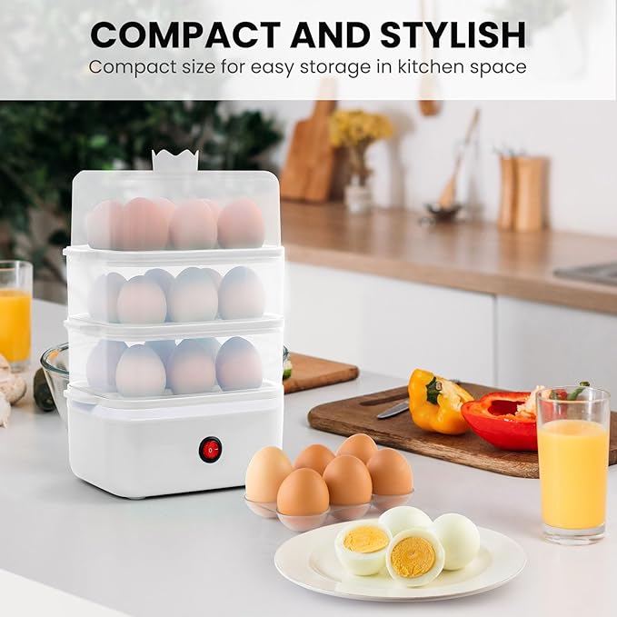 Egg Cooker - 18 Egg Capacity Electric Egg Cooker, can quickly cook hard, medium and soft boiled eggs, poached eggs, scrambled eggs or omelets, with auto shut-off function, Satisfy your food needs
