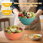 Homienly Large Bowl Set of 6, 60 oz Unbreakable Wheat Straw Bowls, Microwave Safe & Reusable for Salad, Cereal, Soup, Ideal for Camping, Picnic, Family Dining (Multi)