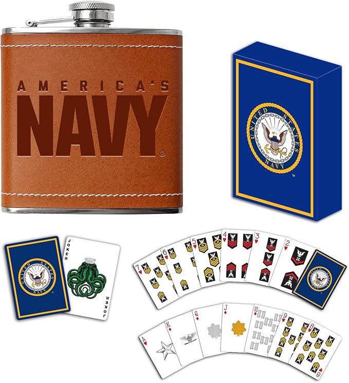 Military Gift Shop Navy Flask and Playing Card Set