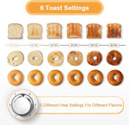 Mecity 4 Slot Stainless Steel Toaster - 4 Slice With Warming Rack, Cool to Touch, Bagel/Defrost/Reheat Functions, Removable Tray, 6 Browning Settings, Extra Wide Slots, 1500W