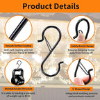 36 Pcs S Hooks for Hanging with Safety Buckle, 3.5 inch Heavy Duty Metal S Shaped Hooks Stainless Steel for Hanging Kitchen Utensil, Cups, Pots, Plants, Bags, Hats (Black)