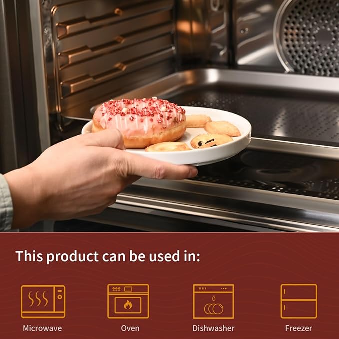 Ceramic Appetizer Plates Set of 6, Small Dessert Plates 7 inch, White Round Salad Plate, Porcelain Dinner Dishes for Cake, Waffle, Pasta, Microwave & Dishwasher Safe