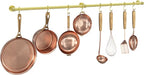 ROTHLEY Stainless Steel Pot and Pan Hanger - 39.4 Inch Wall Mounted Hanging Pots and Pans Rack for Kitchen Wall Rail with Hooks (Brass)