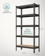 SONGMICS 5-Tier Storage Shelves, Load 2310 lb, Garage Storage, Boltless Assembly, Adjustable Shelving Unit, 11.8 x 29.5 x 59.1 Inches, for Study Shed Basement, Black and Natural Beige UGLR300B01