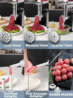 Oaomi 3200W Max Electric Meat Grinder & Sausage Stuffer - Mincer Machine with Tool 1 Blade And 3 Plates, 3 Tubes & Kubbe Kit Tool for Home Kitchen Use（Black）