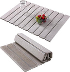 Coolcandy 24x16" Large Stone Dish Drying Mat, Quick Drying Mat Kitchen Counter, Foldable Kitchen Drying Mat, Diatomaceous Earth Stone Drying Mat, Collapsible Dish Mat Kitchen Mat For Drying