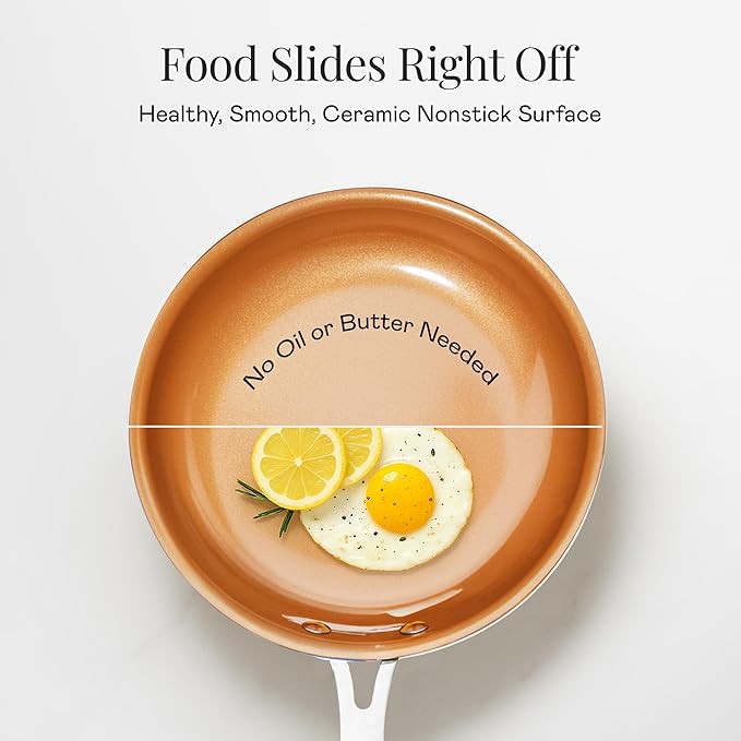 Gotham Steel 15 Pc Ceramic Cookware Set, Ceramic Pots and Pans Set Non Stick with Cooking Utensils and Steamer, Non Toxic PFOA PFOS Free, Premium Stay Cool Handles, Oven & Dishwasher Safe