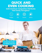 GOTHAM STEEL 20 Piece Copper Pots and Pans Set Nonstick Cookware Set + Complete Ceramic Bakeware Set for Kitchen with Long Lasting Non Stick, Dishwasher/Oven Safe, Non Toxic – Turquoise