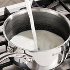 DELUXE Hybrid Ceramic Nonstick 1.3-Quart Saucepan with Tempered Glass Lid, Stainless Steel Pot with Stay-Cool Handle, Dishwasher Oven Safe, Induction Ready, Compatible with All Cooktops