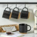 Nihow 16OZ Stackable Coffee Mug Set, Large Ceramic Coffee Mug Set of 4,Coffee Cup Set for Cappuccino/Latte/Cocoa,Dishwasher & Microwave Safe, Matte Black