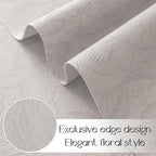 Romanstile Vinyl Placemats Set of 8-12 X 18 Inch - Heat Resistant Non-Slip Embossed Floral Place Mats 100% Waterproof Oilproof Wipeable Faux Leather Table Mats for Kitchen/Dining/Party, LightGrey