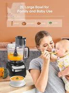 FOHERE Food Processor, 12 Cup, 2-in-1 Feed Chute Vegetable Chopper & Meat Grinder for Mincing, Dicing, Shredding, Puree & Kneading Dough, Stainless Steel