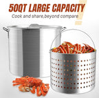 50QT Crawfish Boiler Kit, Waterproof Cover & 12-inch Skimmer, 110,000BTU Propane Burner Stove, 0-20PSIG Regulator, Aluminum Seafood Boil Pot, Crab Boil Pot with Basket