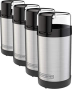 BLACK+DECKER One Touch Coffee Grinder, 2/3 Cup Coffee Bean Capacity, Spice Grinder, One Touch Push-Button Control -150 Watts -Stainless Steel Blades (Pack of 4)