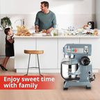 Commercial Mixer 10Qt, 450W Electric Mixer 3 Speeds Adjustable, Stainless Steel Bowl Heavy Duty Mixer with Safety Guard, Dough Hook Whisk Beater Included, Perfect for Bakery Pizzeria