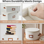 HOMELUX THEORY Plate Storage Box, 4pc Ivory Hard Shell China Storage Containers with 48 Felt Pads, Kitchen Storage Bins With Lids, Moving Box with Handles for Dishes, Dinner Plate & Platter