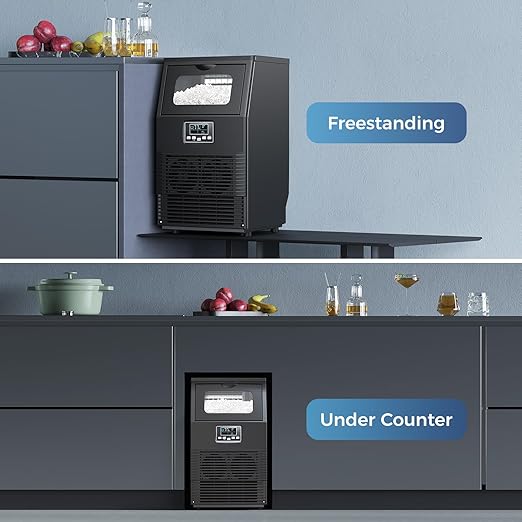COWSAR Commercial Ice Maker Machine, 66Lbs/24H Stainless Steel Undercounter Ice Maker with 8Lbs Storage Capacity, Self-Cleaning Freestanding Ice Machine for Home, Bar, Restaurant, Office, Outdoor