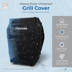 Kenmore 3-Burner Propane BBQ Grill, 30,000 BTUs Gas Grill with Cast Iron Cooking Grates, Folding Side Tables & Wheels, Outdoor Grill with Tool Hooks, Black
