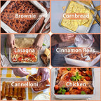 TeamFar Square Cake Pan with Lid (1 Pan & 1 Lid), 8 Inch Square Stainless Steel Baking Tray Cake Brownie Tin For Meal Prep Storage Transporting Food, Healthy & Sturdy, Dishwasher Safe