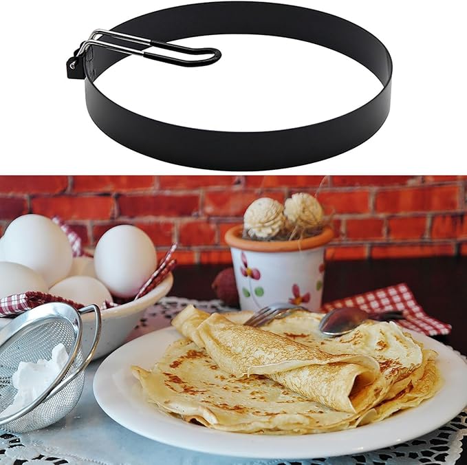 2 Packs 6" Pancake Ring Omelette Egg Ring for Frying Egg Non-stick Stainless Steel Round Pancake Mold Rings with Insulated Handle for Griddle Sandwich Eggs English Muffin Pancakes Burger Breakfast