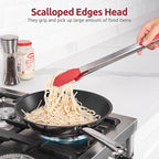 600ºF Heat Resistant Kitchen Tongs: U-Taste 16 inch Extra Long Large Silicone Cooking Tong with Sturdy Non Stick Rubber Tips & Non Slip Silicon Coated 18/8 Stainless Steel Handle for Grilling BBQ(Red)