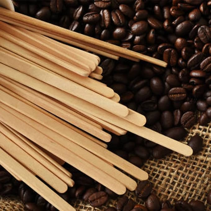 100pcs Wood Coffee Stirrer Sticks, 5.5 Inch Wooden Swizzle Stick Beverage Mixer, Eco Friendly Long Stirrer Stir Sticks for Mixing Cocktail Hot Chocolate Drinking Tea