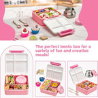 Bento Lunch Box with 9.5 oz Soup Thermo, Kids Leakproof 4 Compartments Bento Box with Silicone Cupcake,Fruit Fork,Spoon and Sauce Cup,Insulated Food Jar for School Travel-Rainbow Horse