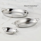 Hestan OvenBond Provisions - Oval au Gratin Dishes Stainless Steel, Set of 2, (13 Ounce), Small (6.5" x 5.5")